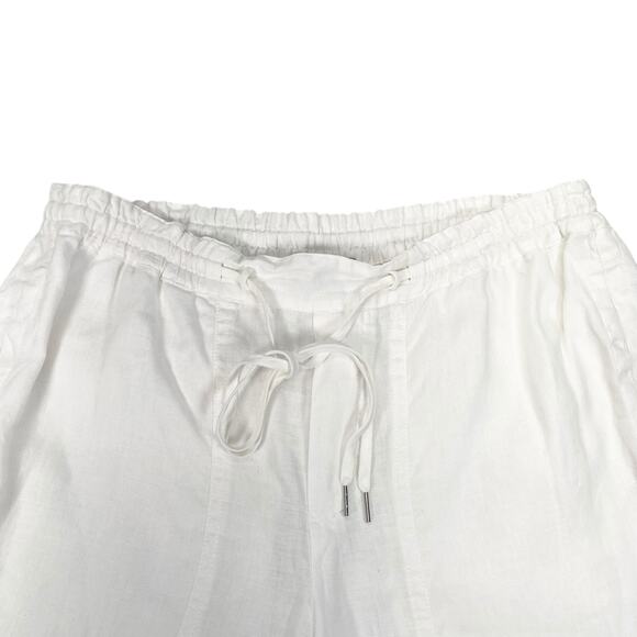 VINCE Womens Small Mid Rise Drawstring Straight Leg White Linen Pants - Picture 3 of 7